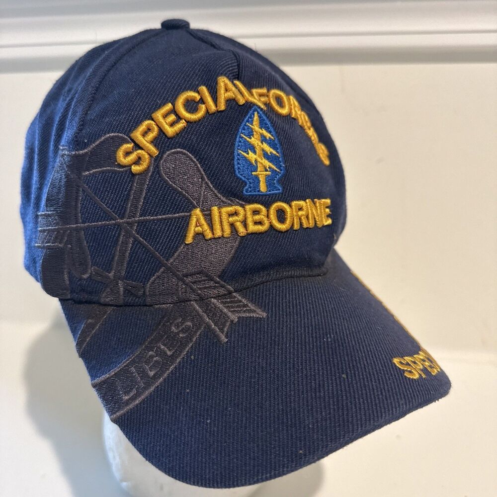 Special Forces Airborne Military Hat Cap Black Embroidered Tactical Adjustable